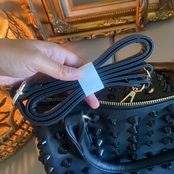 Traci Lynn black studded bag. - Picture 3 of 7